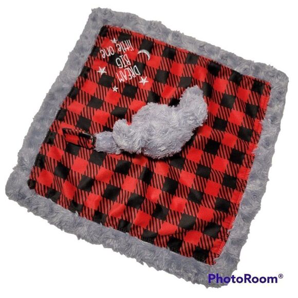 Baby Starters Baby Lovey Security Blanket Rattle Gray Dog Dream Big Little One - Picture 5 of 11